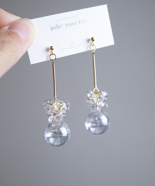 jolie minette/ お水入り ガラスドーム キラキラ ピアス /アレルギー
