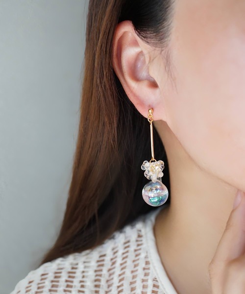 CERCA(チェルカ)の「jolie minette/ お水入り ガラスドーム キラキラ ピアス /アレルギー対応(ピアス(両耳用)・レディース・シルバー/ゴールド・FREE)」の11枚目の写真