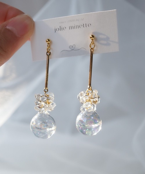 CERCA(チェルカ)の「jolie minette/ お水入り ガラスドーム キラキラ ピアス /アレルギー対応(ピアス(両耳用)・レディース・シルバー/ゴールド・FREE)」の7枚目の写真