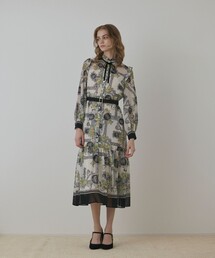 【美品】グレースクラス　ボタニカル　シャツワンピース　プリーツ　花柄　総柄 サテンボタニカルシャツワンピース / GRACE CONTINENTAL | GRACE