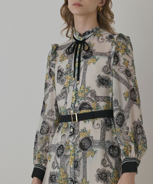 オーナメントフラワープリントワンピース（ワンピース）｜GRACE