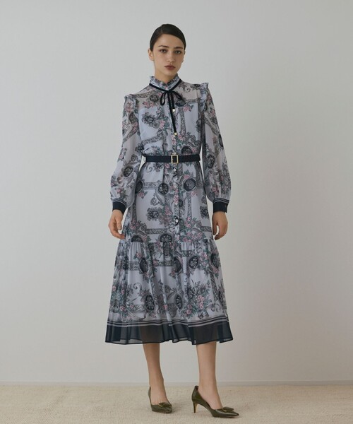 オーナメントフラワープリントワンピース（ワンピース）｜GRACE