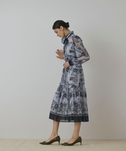 オーナメントフラワープリントワンピース（ワンピース）｜GRACE