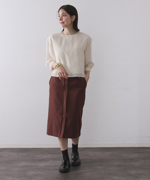 OPAQUE.CLIP(オペークドットクリップ)の「ミドル丈タイトスカート【洗濯機OK】(スカート・レディース・チャコールグレー/ダークブラウン・38/40)」の5枚目の写真