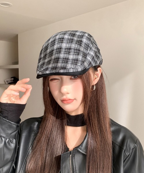 セール】Chiina / チェック柄ハンチング帽（ハンチング/ベレー帽