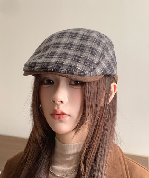 美品　AURELIA／アウレリア★　チェック柄　ハンチングキャップ 美品　AURELIA／アウレリア★　チェック柄　ハンチングキャップ