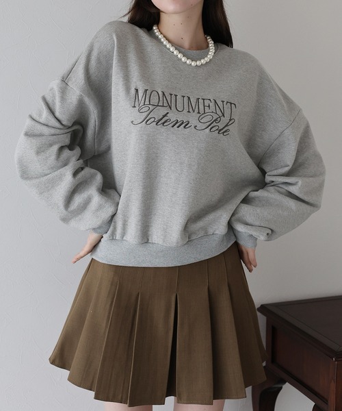 BLUEEAST（ブルーイースト）の「レタリング刺繍ショート丈スウェット（スウェット・レディース・ライトグレー/ネイビー/グレー・MEDIUM）」の22枚目の写真