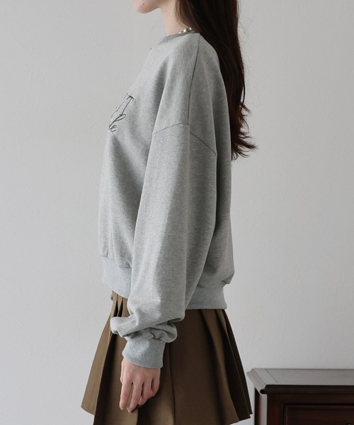 BLUEEAST（ブルーイースト）の「レタリング刺繍ショート丈スウェット（スウェット・レディース・ライトグレー/ネイビー/グレー・MEDIUM）」の12枚目の写真