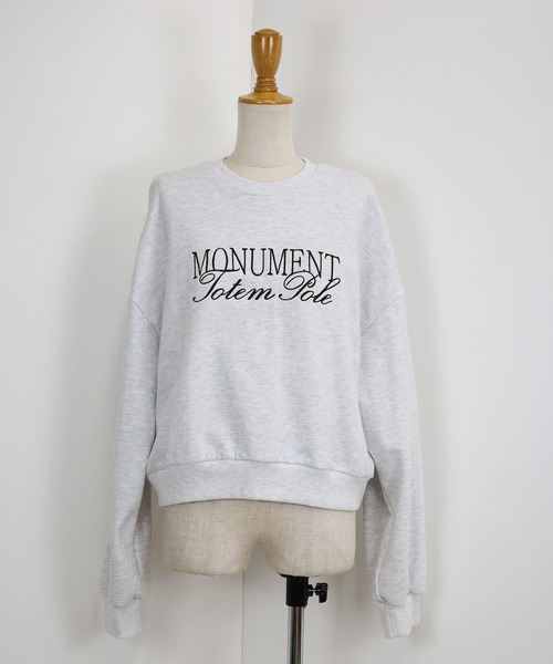 BLUEEAST（ブルーイースト）の「レタリング刺繍ショート丈スウェット（スウェット・レディース・ライトグレー/ネイビー/グレー・MEDIUM）」の10枚目の写真