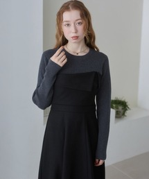 Bab（バブ）の「【S・M・Lサイズ展開】【選べるネック】レイヤード風ドッキングニットワンピ（ワンピース・レディース）」