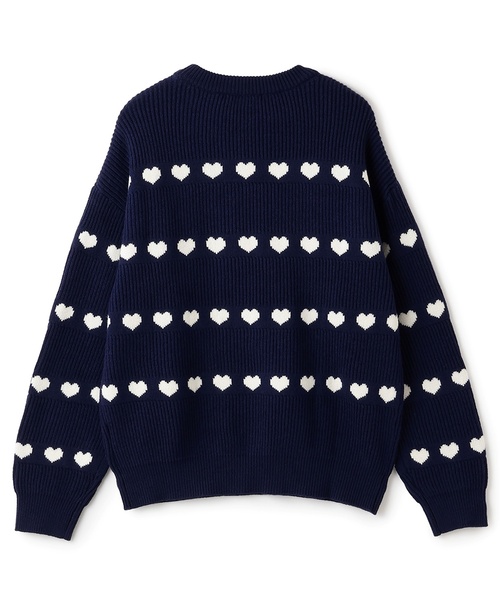【美品】  NKNIT / ンニット | ウール ハート 総柄 ニット セーター | 130 | ネイビー/ホワイト | レディース nknit ♡ knit ライン ハート ニット ハート柄の通販 by kayo's shop