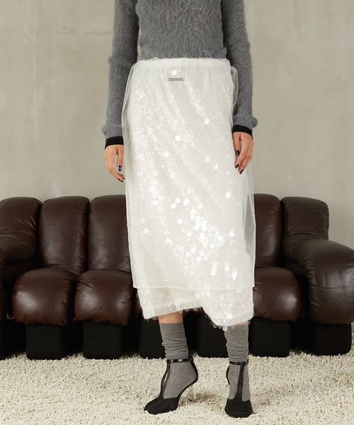 PRANK PROJECT（プランクプロジェクト）の「チュールラップスパンコールスカート / Tulle wrap sequin skirt（スカート・レディース・ホワイト/ベージュ・FREE）」の18枚目の写真