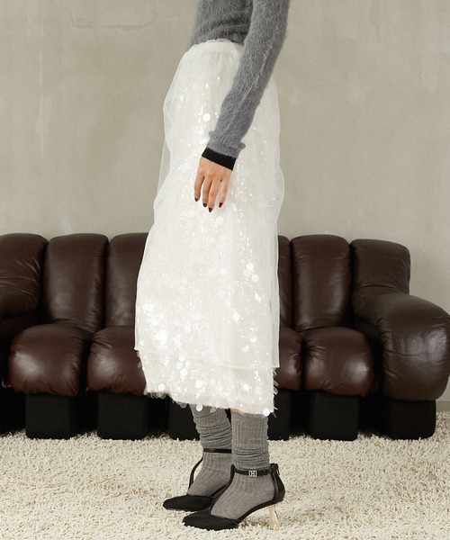 PRANK PROJECT（プランクプロジェクト）の「チュールラップスパンコールスカート / Tulle wrap sequin skirt（スカート・レディース・ホワイト/ベージュ・FREE）」の13枚目の写真