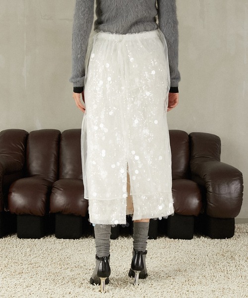 PRANK PROJECT（プランクプロジェクト）の「チュールラップスパンコールスカート / Tulle wrap sequin skirt（スカート・レディース・ホワイト/ベージュ・FREE）」の17枚目の写真