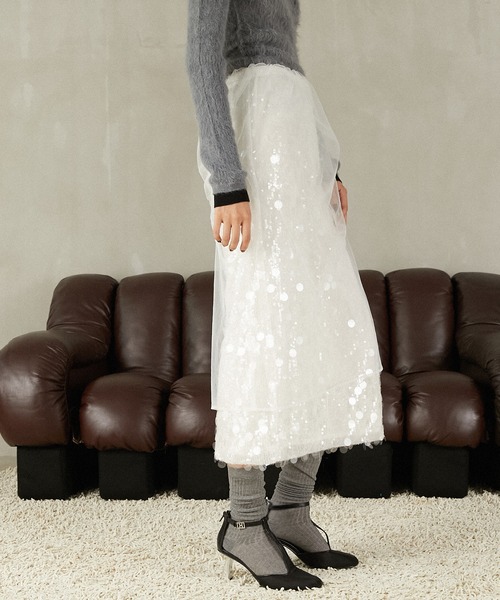 PRANK PROJECT（プランクプロジェクト）の「チュールラップスパンコールスカート / Tulle wrap sequin skirt（スカート・レディース・ホワイト/ベージュ・FREE）」の15枚目の写真