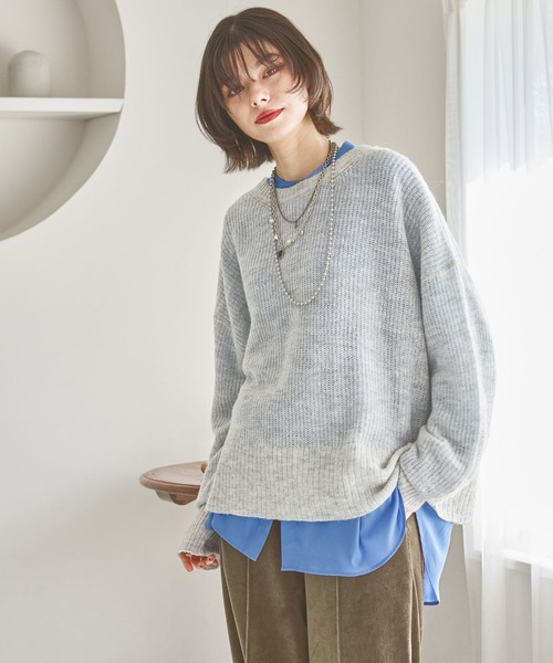 かぐれ　アルパカプルオーバーニット　セーター　ふわふわ　アイボリー かぐれ（カグレ）の「アルパカクルーネックプルオーバー（ニット