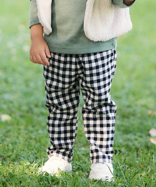 BeBe(ベベ)の「【お揃い】ネルギンガムチェックロングパンツ(80~100cm)(その他ベビーウェア・キッズ・ブラック系その他/グレー系その他・100cm/80cm/90cm)」の2枚目の写真