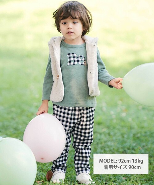 BeBe(ベベ)の「【お揃い】ネルギンガムチェックロングパンツ(80~100cm)(その他ベビーウェア・キッズ・ブラック系その他/グレー系その他・100cm/80cm/90cm)」の3枚目の写真
