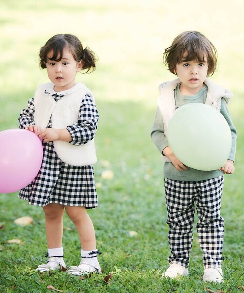 BeBe(ベベ)の「【お揃い】ネルギンガムチェックロングパンツ(80~100cm)(その他ベビーウェア・キッズ・ブラック系その他/グレー系その他・100cm/80cm/90cm)」の4枚目の写真