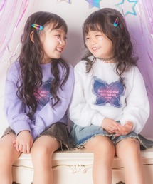 ANAP kids（アナップキッズ）の「バタフライ デニムワッペン 付き ウエストクロス スウェット（スウェット・キッズ）」