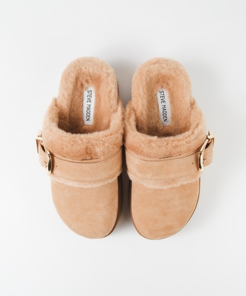 STEVE MADDEN（スティーブマデン）の「ファーバックルサボ/S.MADDEN COZYUP-VA（スリッポン・レディース・タン/ブラック・22.5cm/23.0cm/23.5cm/23.5-24/24.0cm/24.5cm）」の9枚目の写真