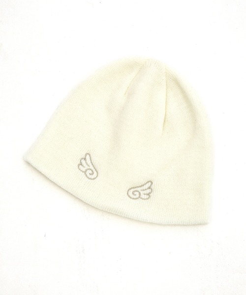 an meets zakka 天使の羽ラメ刺繍ニットビーニー（ニットキャップ