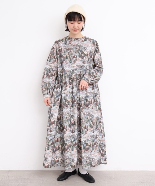 l'atelier du savon（アトリエドサボン）の「星くずと冬の街　シャツコールプリントワンピース（ワンピース・レディース・ネイビー/ベージュ・FREE）」の19枚目の写真