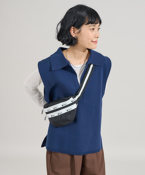 FREAK'S STORE（フリークスストア）の「＜マシーンウォッシャブル＞スウェットライクニット スキッパーポロ襟 ベスト/襟付きニット ＜セットアップ対応＞（ベスト・レディース・ネイビー/ライトグレー/ブラック・ﾌﾘ-）」の3枚目の写真