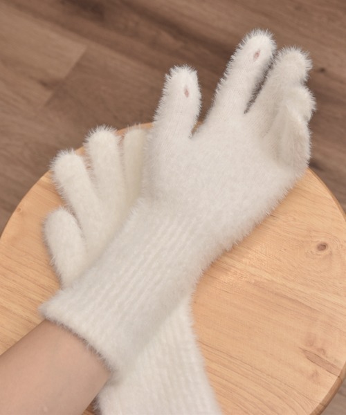 float】モコモコ フェイクファー ロング 手袋 【スマホ対応】（手袋