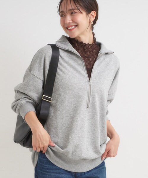 Cutie Blonde（キューティーブロンド）の「8色の選べる楽しさ ハーフジップ オーバーサイズスウェット（スウェット・レディース・アイボリー/グレー/チャコールグレー/オレンジ/パープル/ブルー系その他/ライトイエロー系/ダークブラウン・00）」の4枚目の写真