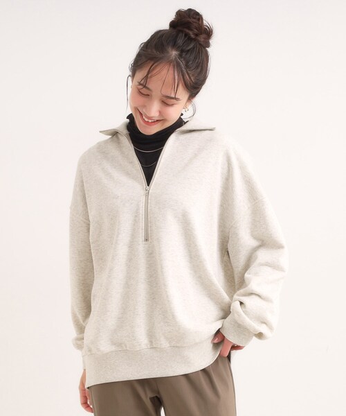 Cutie Blonde（キューティーブロンド）の「8色の選べる楽しさ ハーフジップ オーバーサイズスウェット（スウェット・レディース・アイボリー/グレー/チャコールグレー/オレンジ/パープル/ブルー系その他/ライトイエロー系/ダークブラウン・00）」の9枚目の写真