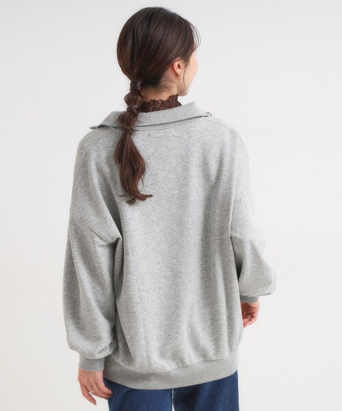 Cutie Blonde（キューティーブロンド）の「8色の選べる楽しさ ハーフジップ オーバーサイズスウェット（スウェット・レディース・アイボリー/グレー/チャコールグレー/オレンジ/パープル/ブルー系その他/ライトイエロー系/ダークブラウン・00）」の14枚目の写真