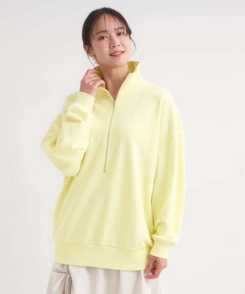 Cutie Blonde（キューティーブロンド）の「8色の選べる楽しさ ハーフジップ オーバーサイズスウェット（スウェット・レディース・アイボリー/グレー/チャコールグレー/オレンジ/パープル/ブルー系その他/ライトイエロー系/ダークブラウン・00）」の21枚目の写真