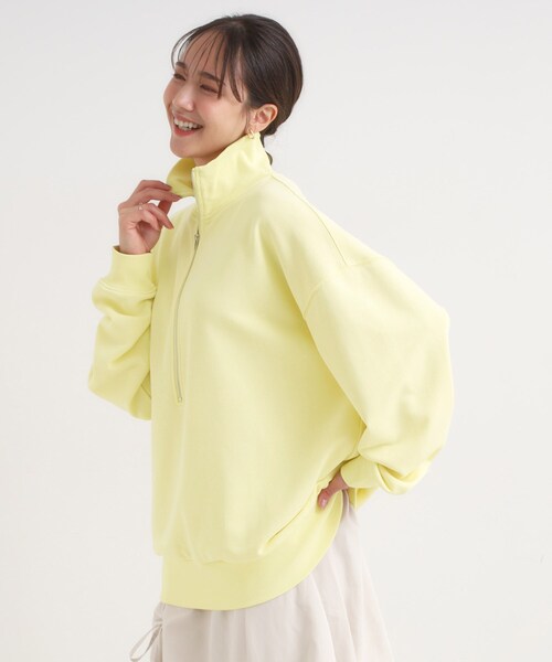 Cutie Blonde（キューティーブロンド）の「8色の選べる楽しさ ハーフジップ オーバーサイズスウェット（スウェット・レディース・アイボリー/グレー/チャコールグレー/オレンジ/パープル/ブルー系その他/ライトイエロー系/ダークブラウン・00）」の22枚目の写真