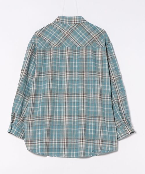 aimoha（アイモハ）の「ビッグシルエット チェックシャツ チュニック（シャツ/ブラウス・レディース・ブルー/イエロー/ブラウン・FREE）」の4枚目の写真