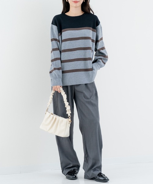 ANNA LUNA(アンナルナ)の「【ANNA LUNA】ゆったりシルエットでこなれ見え!ミラノリブ パネル ボーダーニット(ニット/セーター・レディース・ブラック/グレー/オフホワイト・MEDIUM)」の20枚目の写真