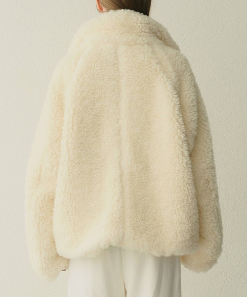 LE CIEL BLEU（ルシェルブルー）の「フェイクシャーリングジップアップブルゾン / Faux Shearling Zip-Up Blouson（テーラードジャケット・レディース・ホワイト/グレー・36）」の8枚目の写真