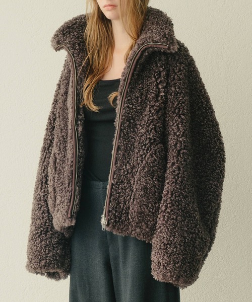 LE CIEL BLEU（ルシェルブルー）の「フェイクシャーリングジップアップブルゾン / Faux Shearling Zip-Up Blouson（テーラードジャケット・レディース・ホワイト/グレー・36）」の14枚目の写真