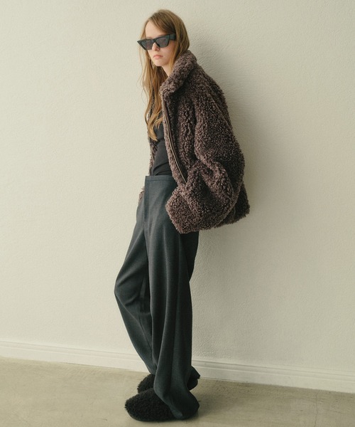 LE CIEL BLEU（ルシェルブルー）の「フェイクシャーリングジップアップブルゾン / Faux Shearling Zip-Up Blouson（テーラードジャケット・レディース・ホワイト/グレー・36）」の12枚目の写真