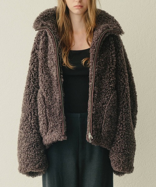 LE CIEL BLEU（ルシェルブルー）の「フェイクシャーリングジップアップブルゾン / Faux Shearling Zip-Up Blouson（テーラードジャケット・レディース・ホワイト/グレー・36）」の16枚目の写真