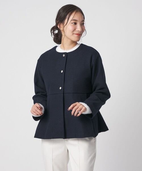 ニットメルトン ペプラム ショートコート ＜A DAY IN THE LIFE＞（ノー