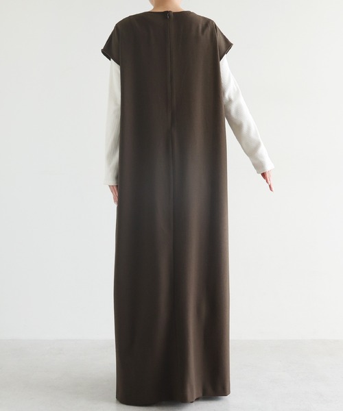 ウール混Vネックロングワンピース（ワンピース）｜evernavy（エバー