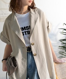 classicalelf（クラシカルエルフ）の「ゆるっと着こなす。とろみ質感袖ロールアップシングルテーラードジャケット(半袖)（テーラードジャケット）」