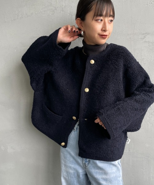 ORCIVAL/オーシバル] クルーネック ブークレニットカーディガン