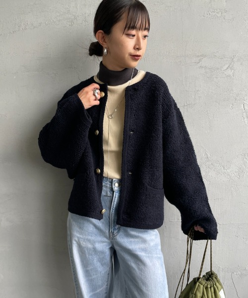 ORCIVAL（オーシバル）の「[ORCIVAL/オーシバル] クルーネック ブークレニットカーディガン（カーディガン/ボレロ・レディース・グレー/ネイビー・1）」の18枚目の写真