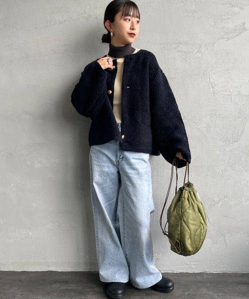 ORCIVAL/オーシバル] クルーネック ブークレニットカーディガン