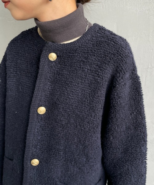 ORCIVAL/オーシバル] クルーネック ブークレニットカーディガン