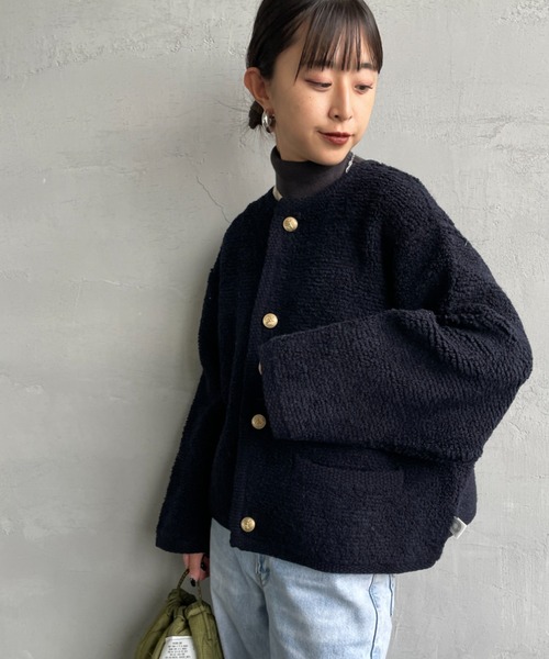 ORCIVAL（オーシバル）の「[ORCIVAL/オーシバル] クルーネック ブークレニットカーディガン（カーディガン/ボレロ・レディース・グレー/ネイビー・1）」の17枚目の写真