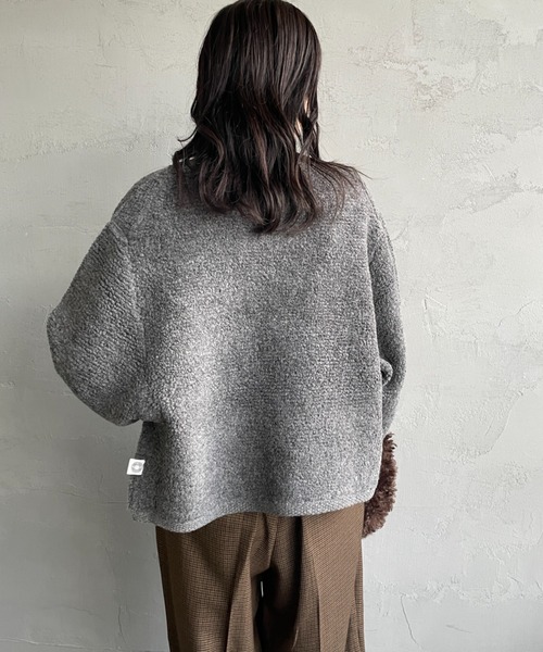 ORCIVAL（オーシバル）の「[ORCIVAL/オーシバル] クルーネック ブークレニットカーディガン（カーディガン/ボレロ・レディース・グレー/ネイビー・1）」の8枚目の写真