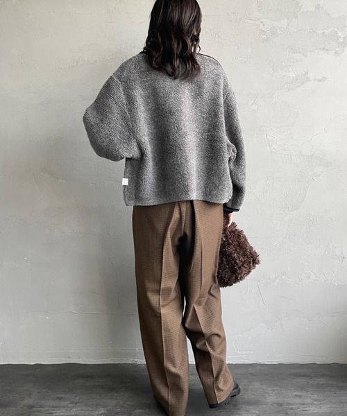 ORCIVAL（オーシバル）の「[ORCIVAL/オーシバル] クルーネック ブークレニットカーディガン（カーディガン/ボレロ・レディース・グレー/ネイビー・1）」の11枚目の写真